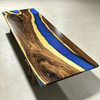 Luxury Craftsmanship solid wood blue epoxy Extra long Conference Table for 12