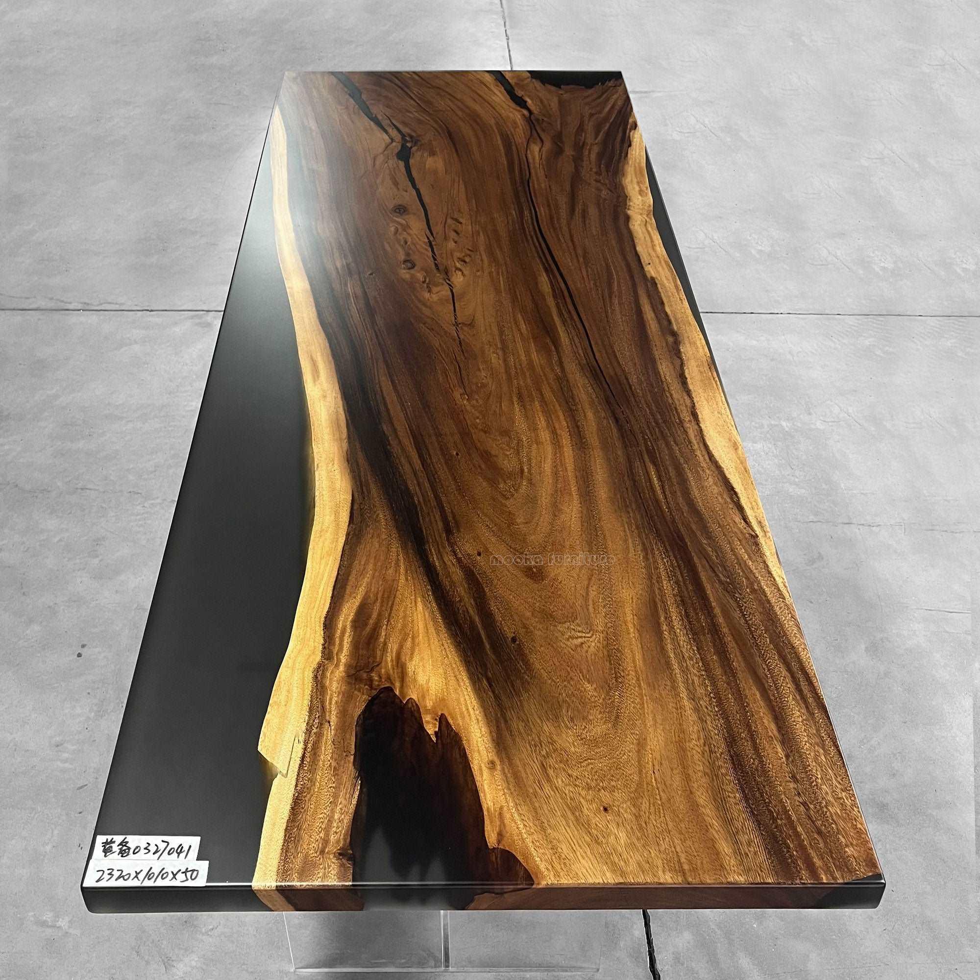 Handmade unique wood epoxy long dining table for 8 seaters - MOOKA FURNITURE