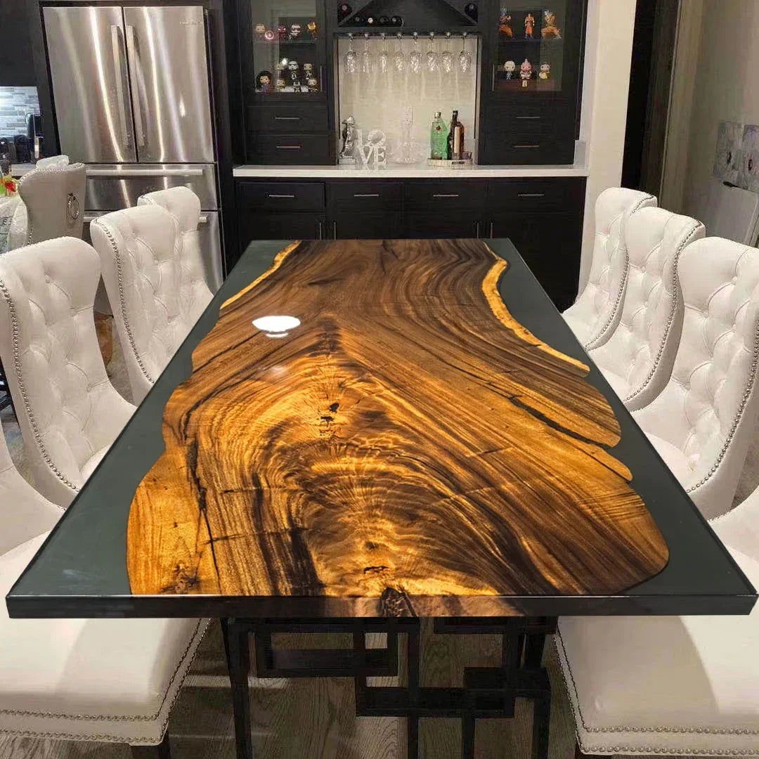 High-end dining table natural one piece wood river table 8-10