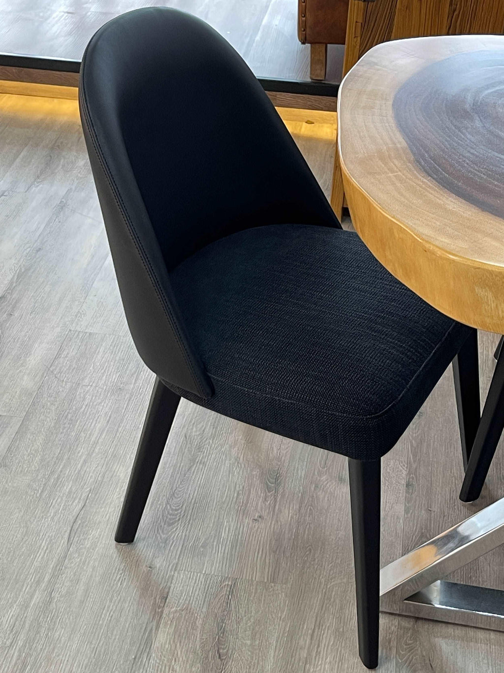 Borschely dining chair in Eco-leather and Nomad Linen black - MOOKA FURNITURE
