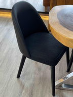 Borschely dining chair in Eco-leather and Nomad Linen black - MOOKA FURNITURE
