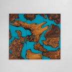 Set of 6 wood and transparent grey epoxy river Wall Art live edge Wall Decor Home decor Wall hanging Unique Home Gift - MOOKA FURNITURE