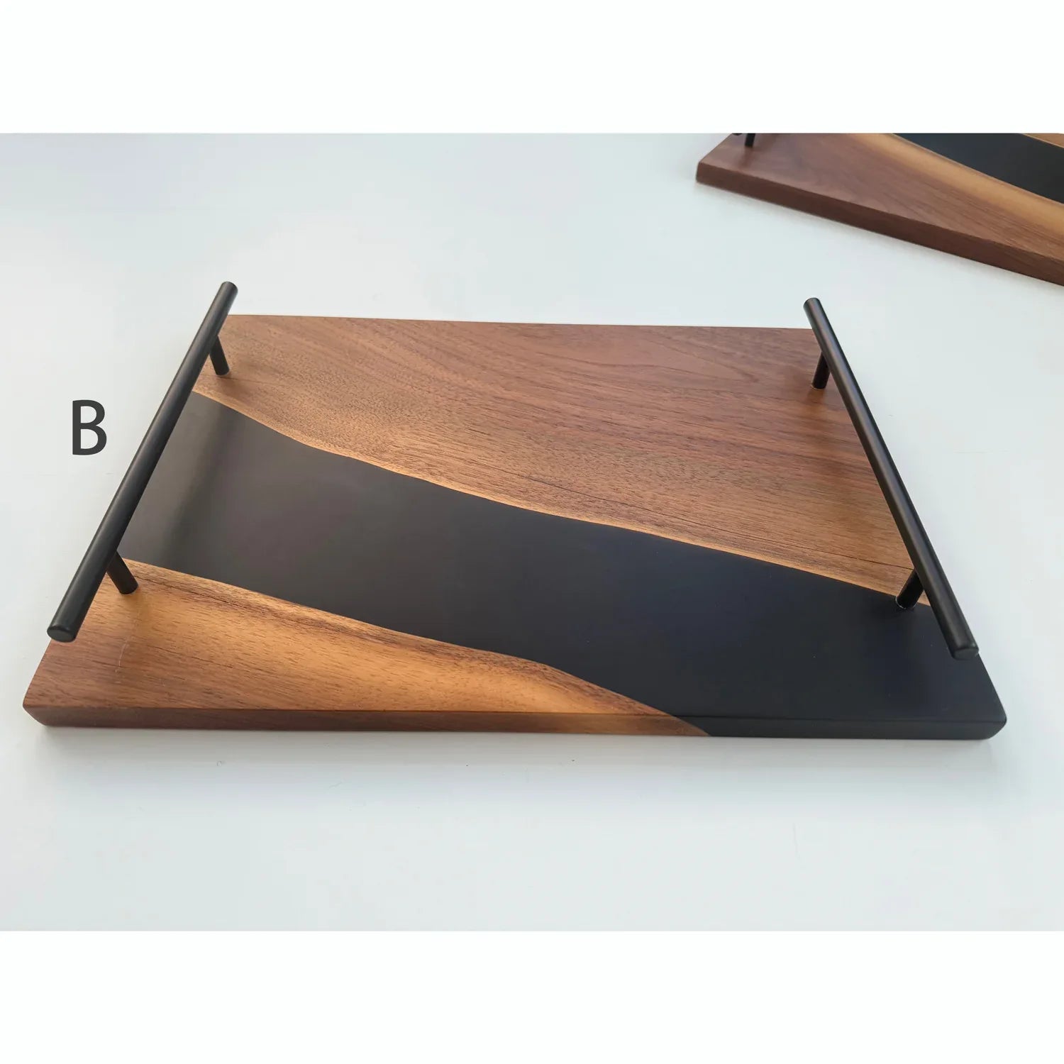 Boutique black walnut serving tray kitchen Cheese epoxy wood Board with handles best gift with gift box - MOOKA FURNITURE
