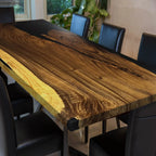 Single piece wood table black resin dining table for 8-10 person - MOOKA FURNITURE