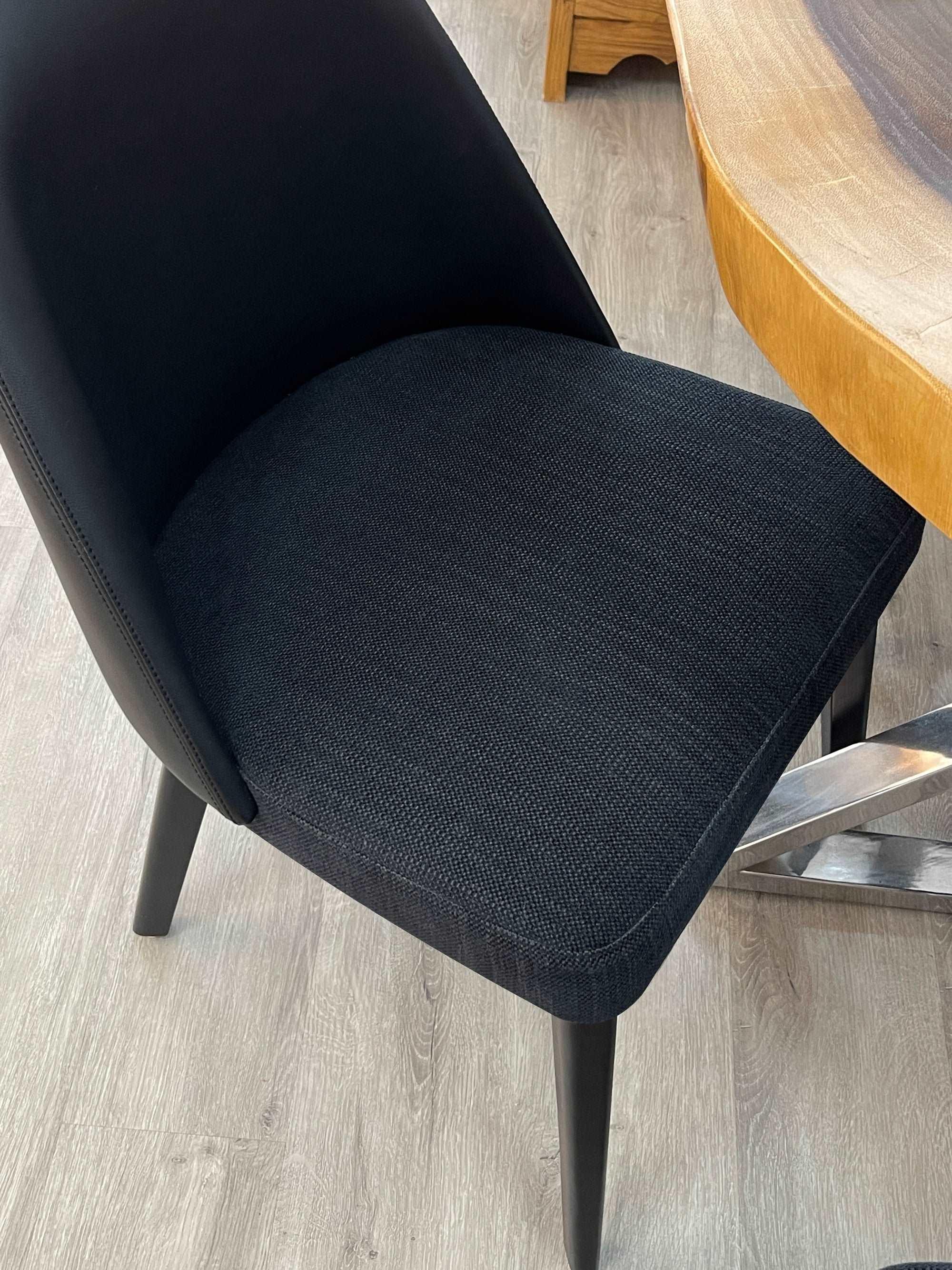 Borschely dining chair in Eco-leather and Nomad Linen black - MOOKA FURNITURE