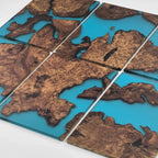 Set of 6 wood and transparent grey epoxy river Wall Art live edge Wall Decor Home decor Wall hanging Unique Home Gift - MOOKA FURNITURE