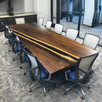 10ft office meeting table made of organic wood and black resin for conference table 10-12 people - MOOKA FURNITURE