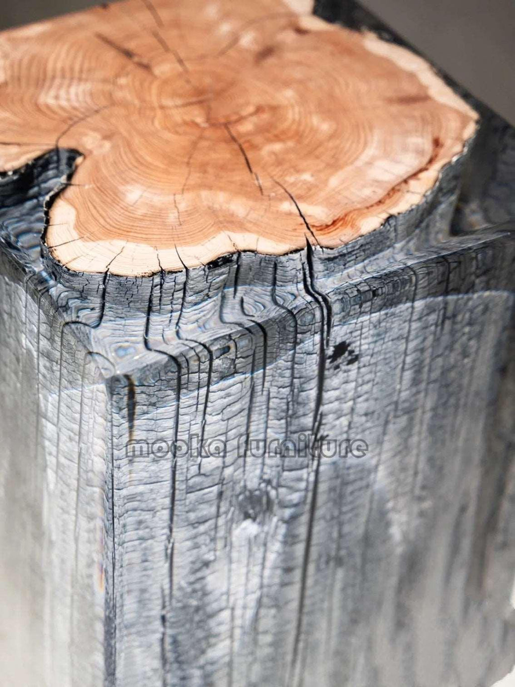 Clear epoxy wood stump nightstand - MOOKA FURNITURE