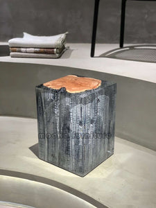 Clear epoxy wood stump nightstand - MOOKAFURNITURE
