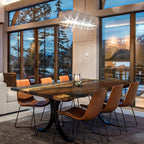 Live edge one-piece natural wood grey epoxy with wave river table dining table for 8 seaters - MOOKA FURNITURE