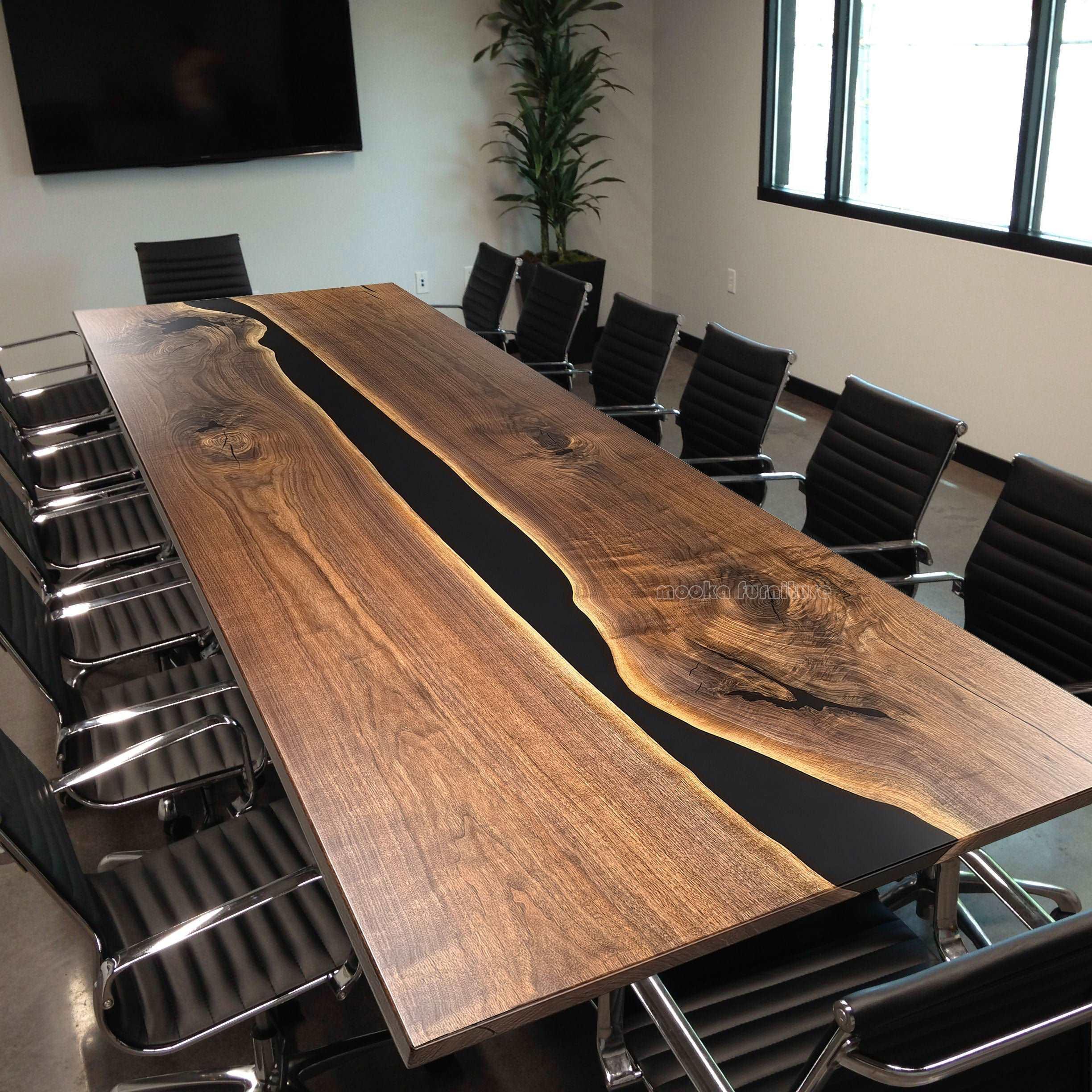 Boardroom table large table for 14 seaters conference table in black walnut custom made 12 foot - MOOKA FURNITURE