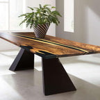 Natural Wood and epoxy dining river table for 8 people - MOOKA FURNITURE