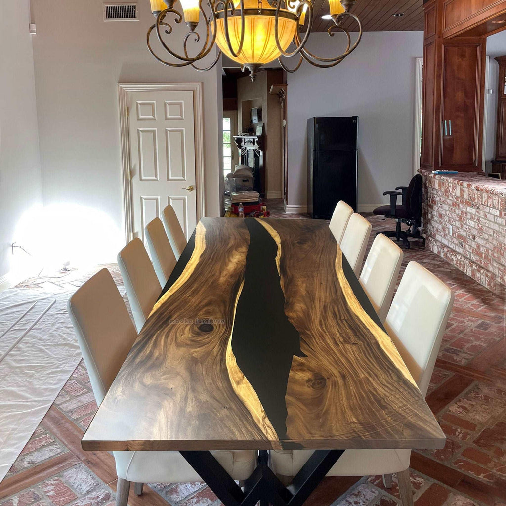 Luxury Black river dining table for 8-10 seaters spacious and comfortable - MOOKA FURNITURE