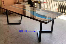 Load image into Gallery viewer, Live edge wood navy blue ocean epoxy table with legs FOR Bull Mitchell - MOOKA FURNITURE