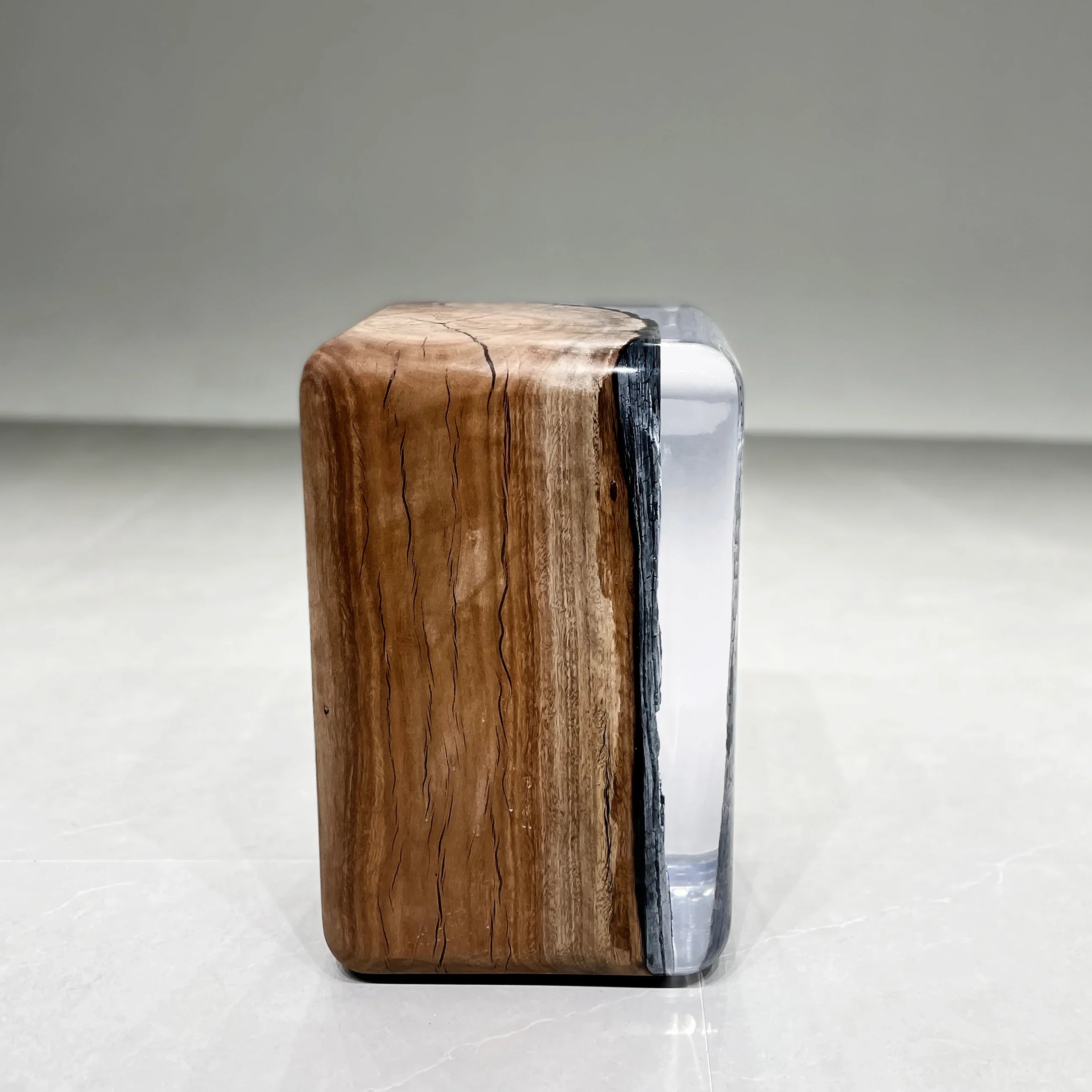 Carbonized wood resin stump stool end table home decorate - MOOKA FURNITURE