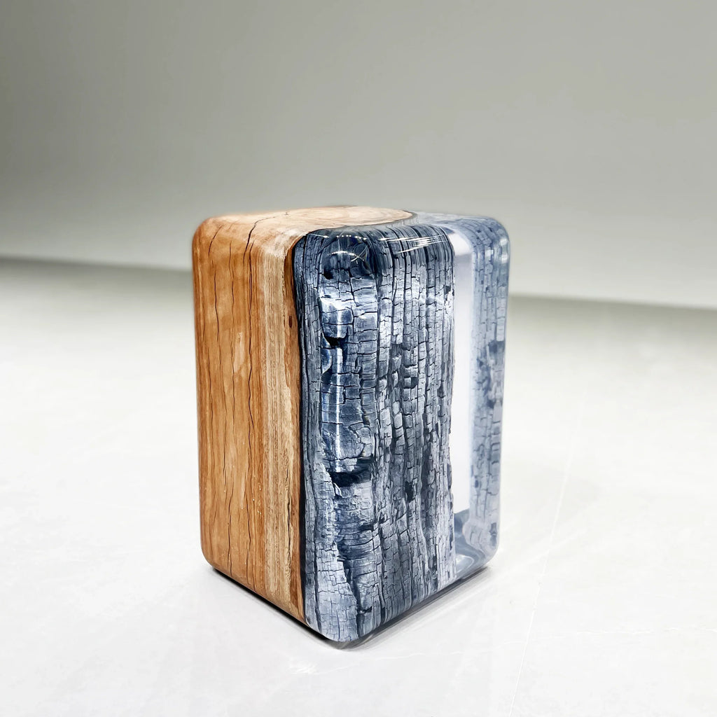 Carbonized wood resin stump stool end table home decorate - MOOKA FURNITURE