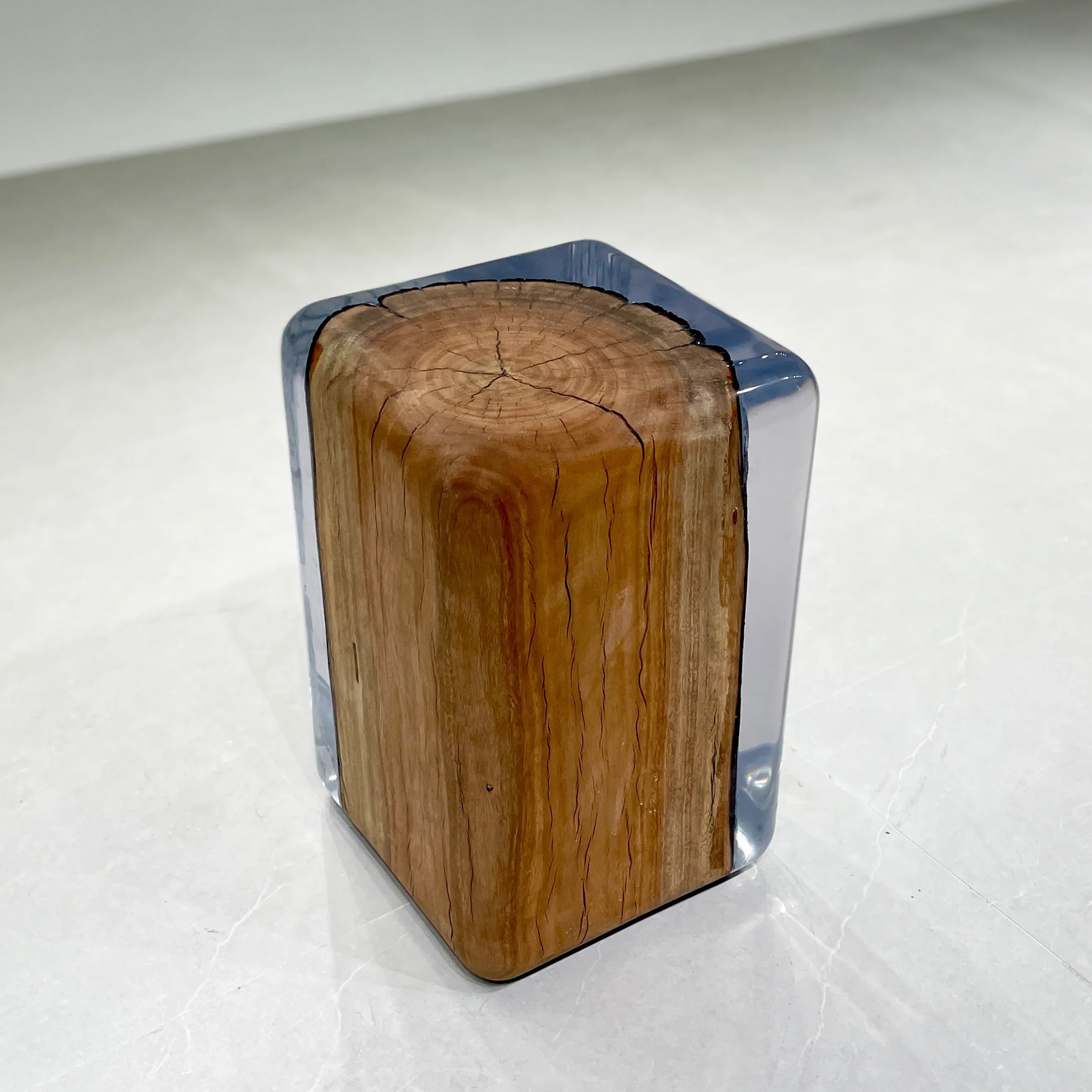 Carbonized wood resin stump stool end table home decorate - MOOKA FURNITURE