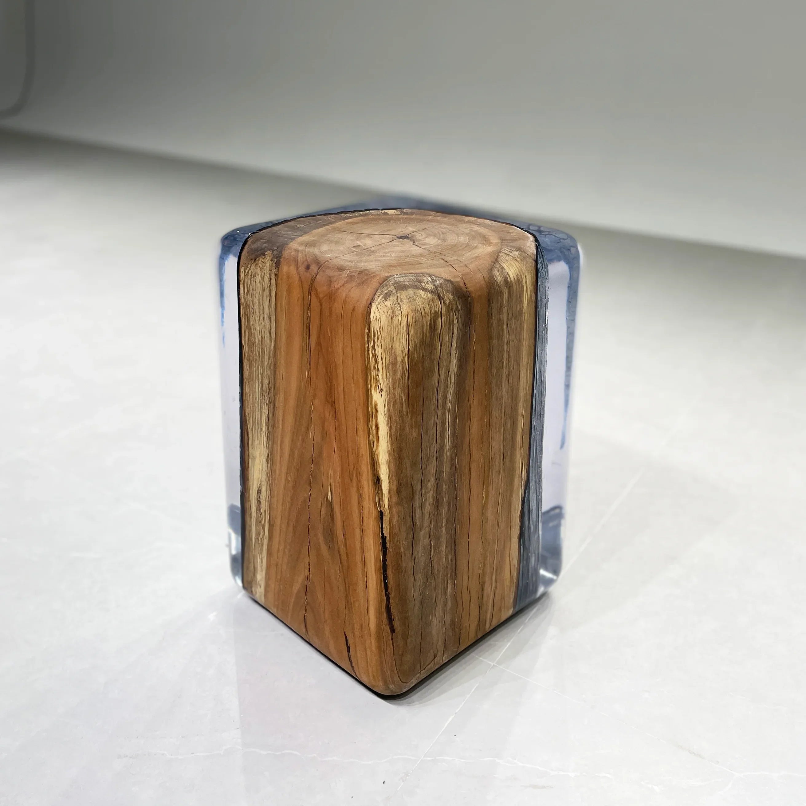 Burned wood epoxy stump stool nightstand home decorate - MOOKA FURNITURE
