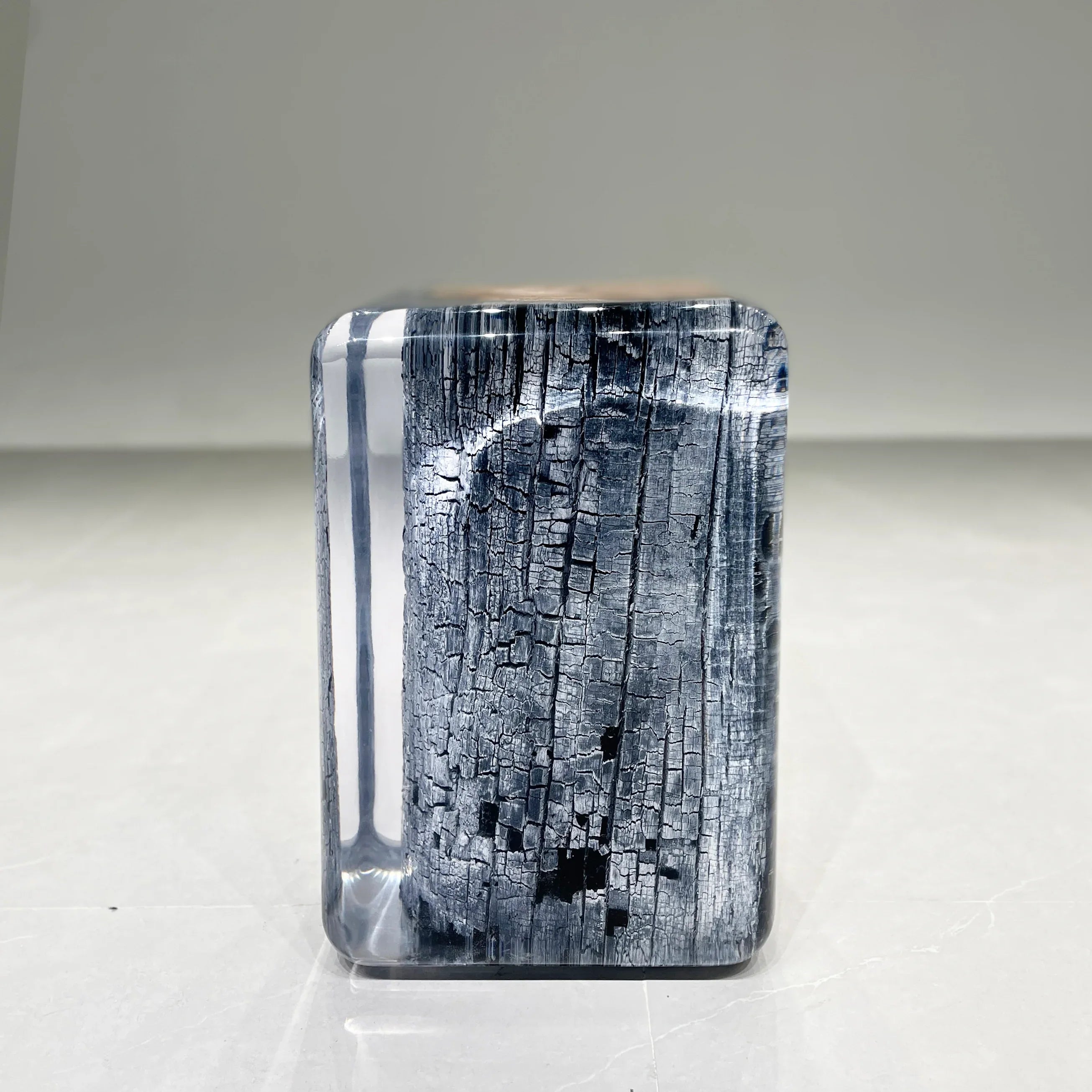 Burned wood epoxy stump stool nightstand home decorate - MOOKA FURNITURE