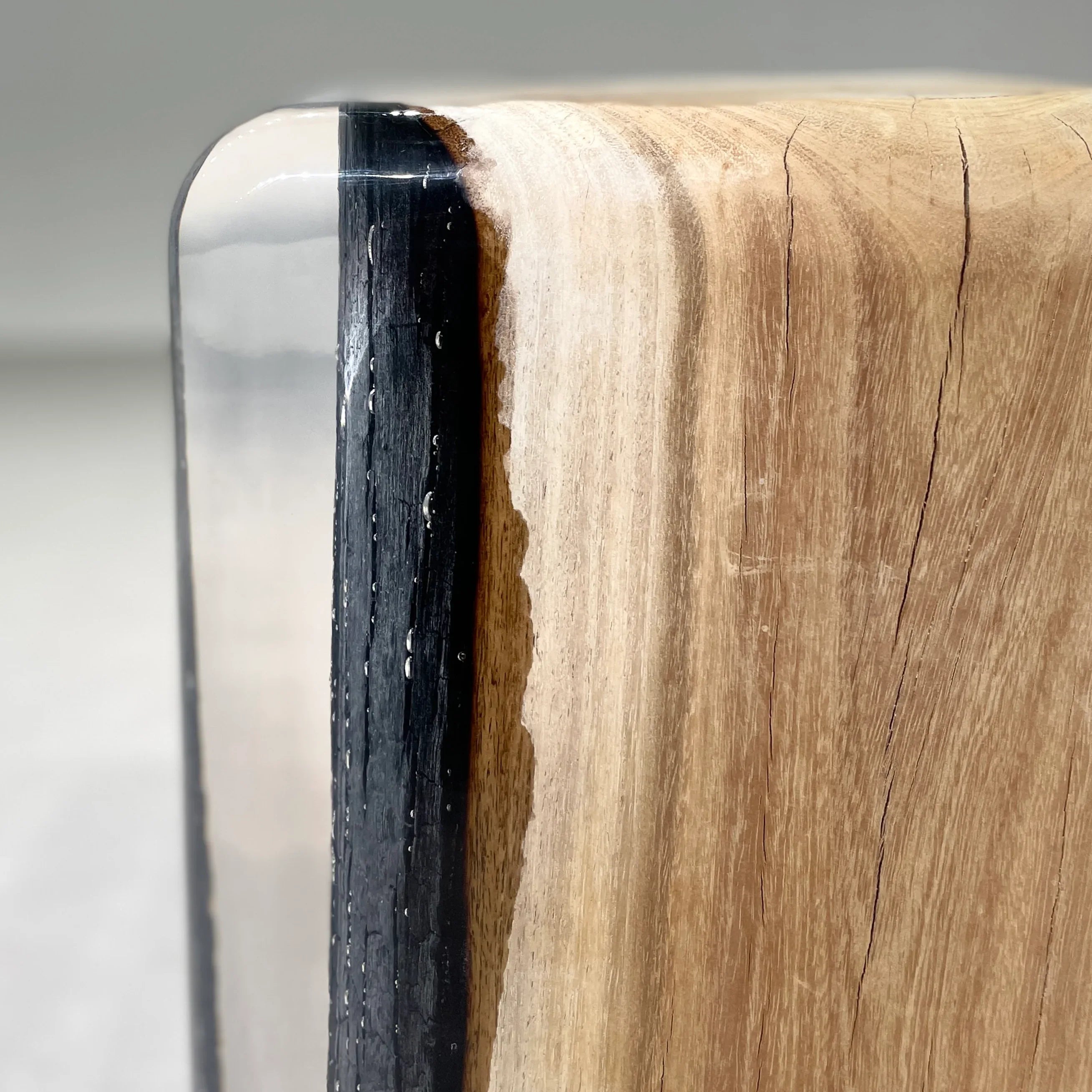 Burned wood resin stump stool end table home decorate - MOOKA FURNITURE