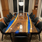 Luxury organice wood slab blue river table table 10-12 seaters - MOOKA FURNITURE