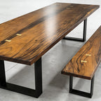 120 inch solid natural wood dining table with bench for 10-12 people