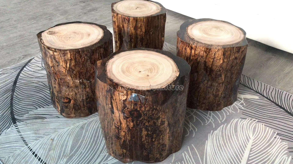 Acrylic and trunk wood epoxy end table - MOOKA FURNITURE