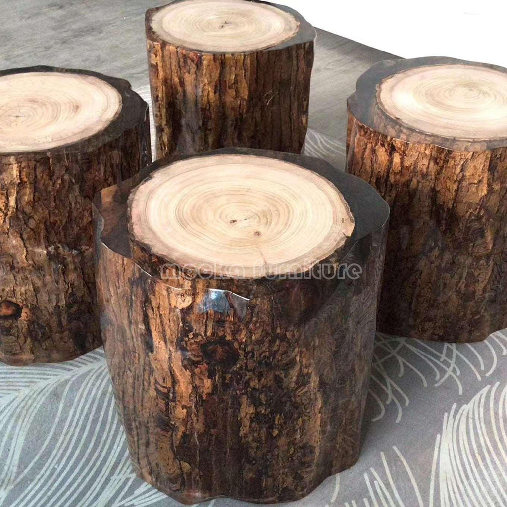 Acrylic and trunk wood epoxy end table - MOOKA FURNITURE