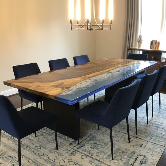 Handmade seawave costal style river table dining table for 8 people - MOOKA FURNITURE