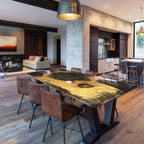 Unique style wood epoxy river table for 8 people - MOOKA FURNITURE