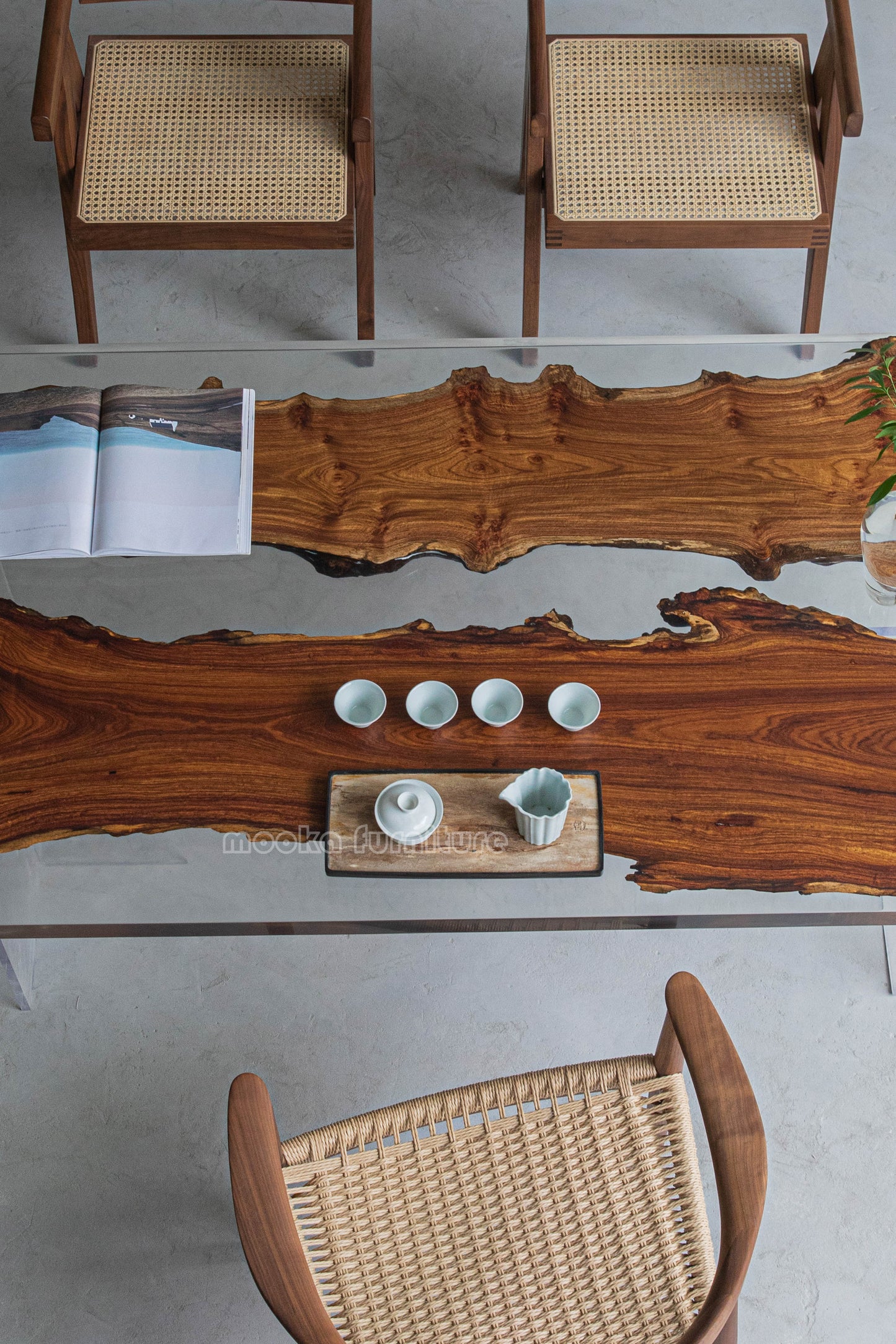 Resin Wood Dining Table - MOOKAFURNITURE