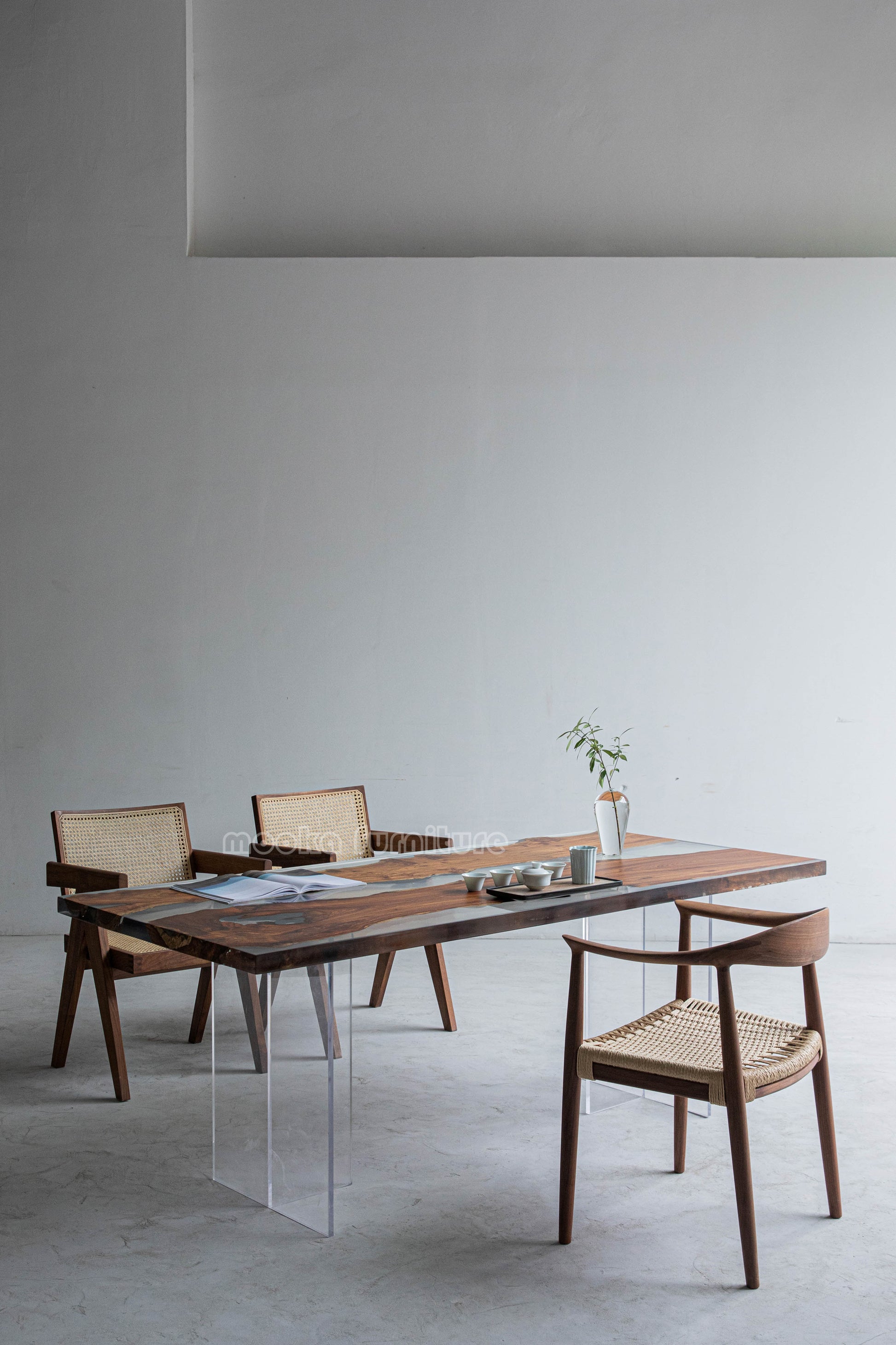 Resin Wood Dining Table - MOOKAFURNITURE