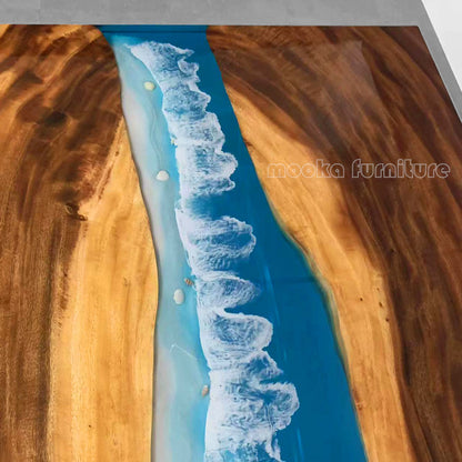 Resin Wood Dining Table - MOOKAFURNITURE