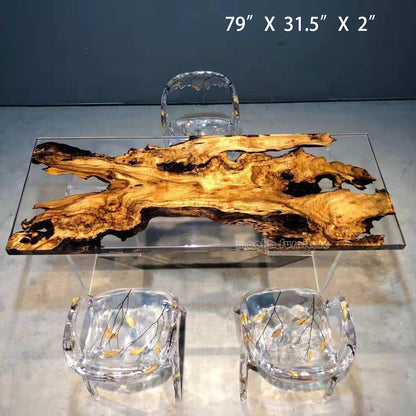 Resin Wood Dining Table - MOOKAFURNITURE