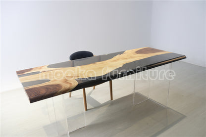 Resin Wood Dining Table - MOOKAFURNITURE