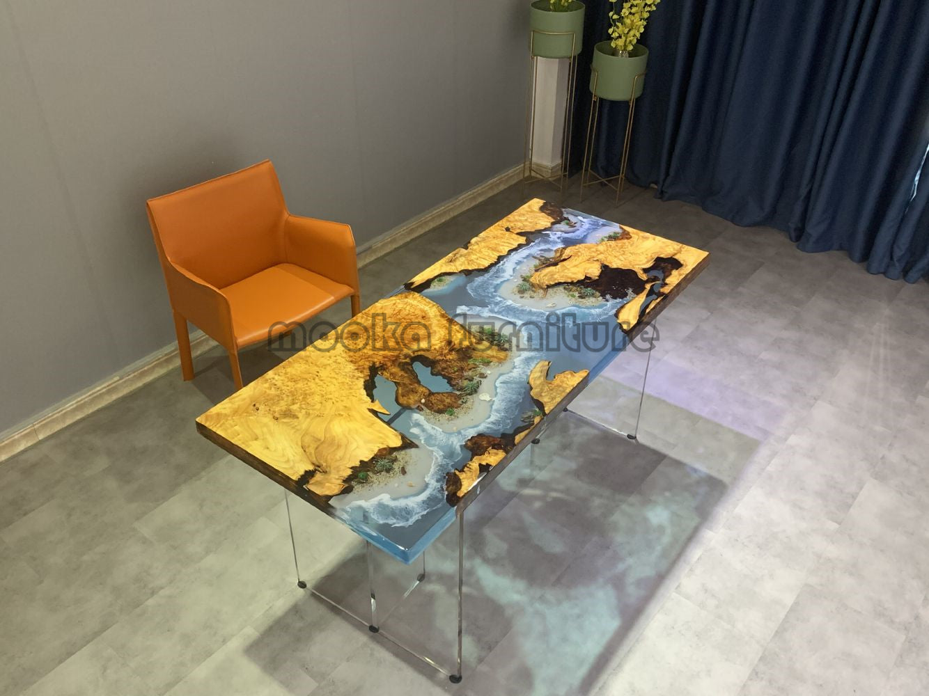 Resin Wood Dining Table - MOOKAFURNITURE