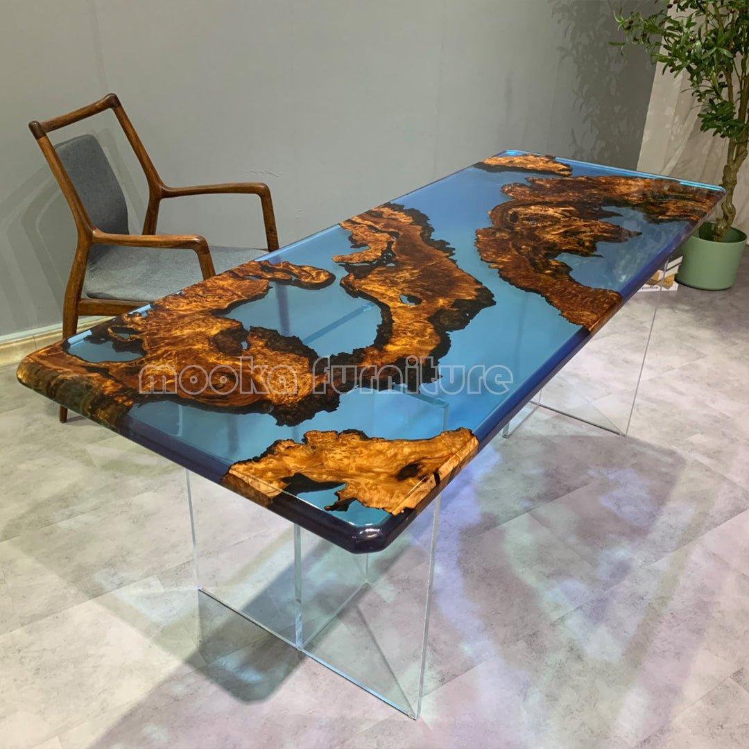 Resin Wood Dining Table - MOOKAFURNITURE