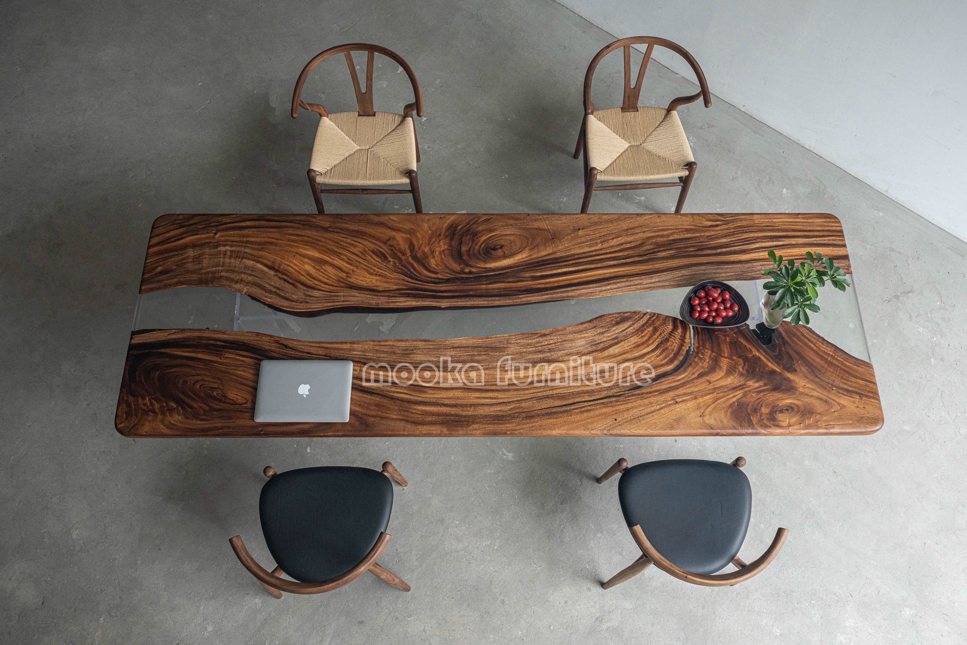 Resin Wood Dining Table - MOOKAFURNITURE