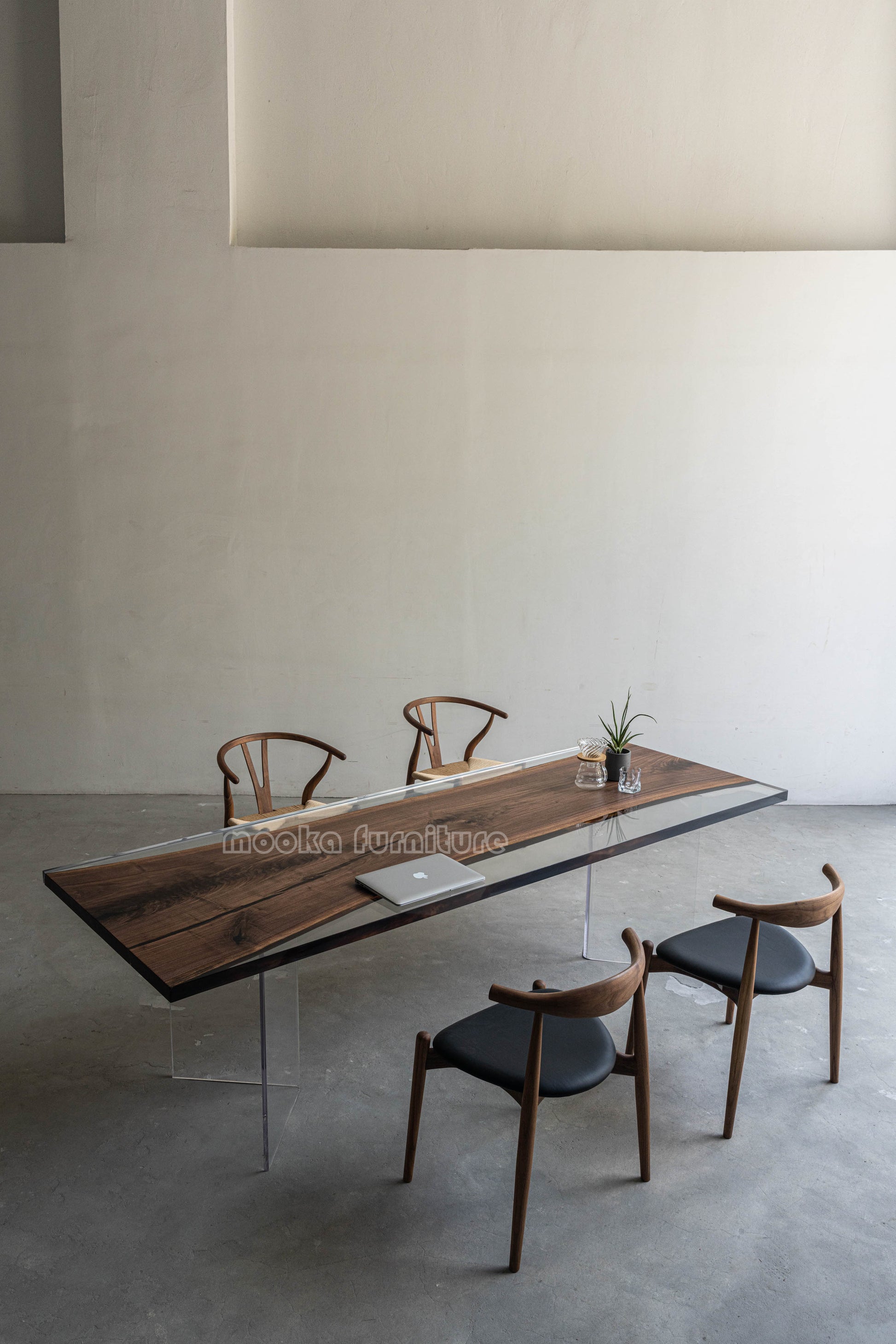 Resin Wood Dining Table - MOOKAFURNITURE