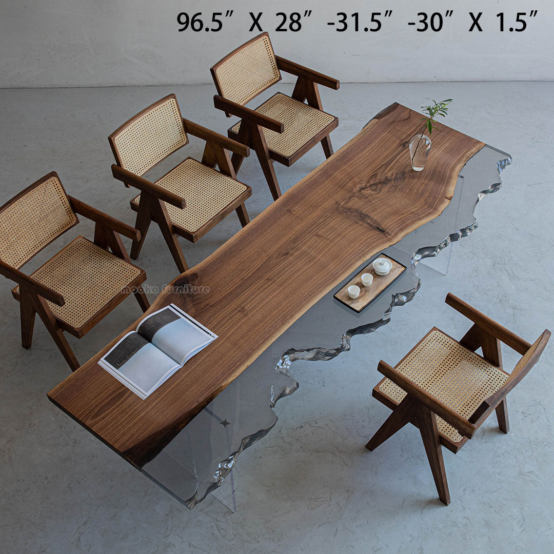 Resin Wood Dining Table - MOOKAFURNITURE