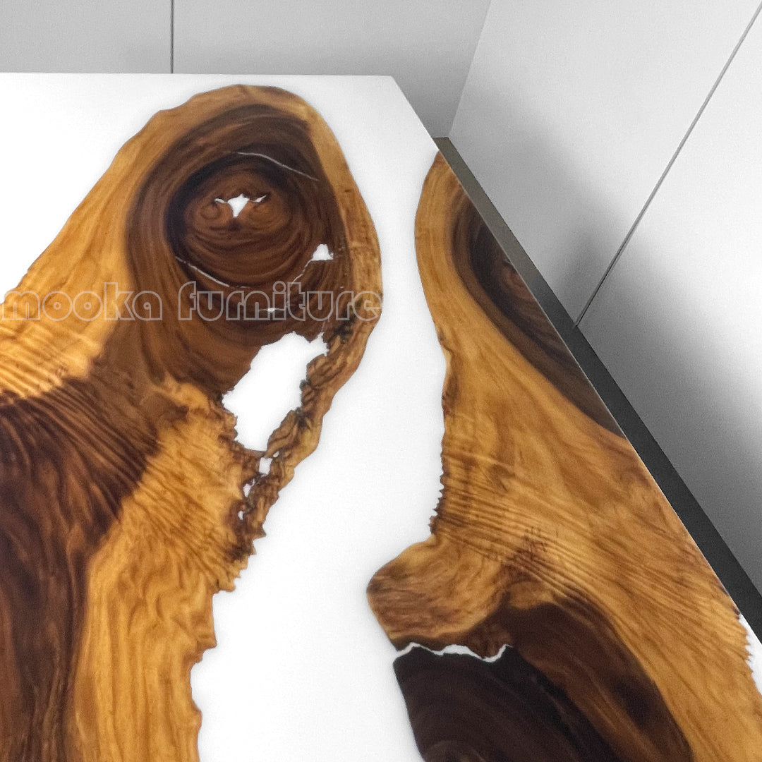 Resin Wood Dining Table - MOOKAFURNITURE