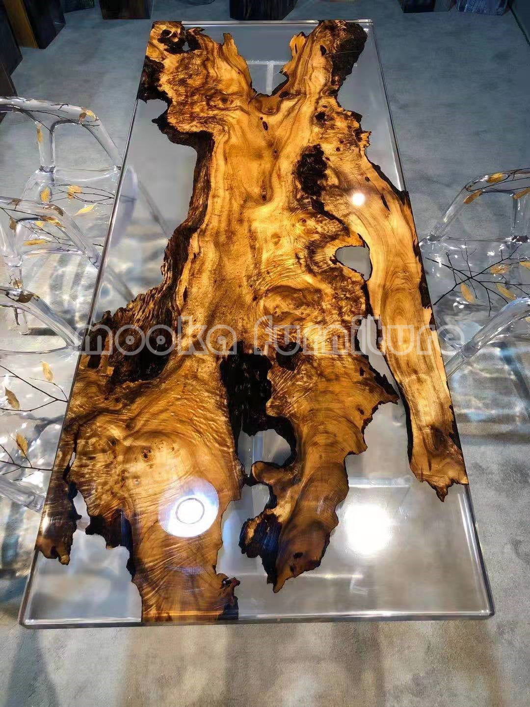 Resin Wood Dining Table - MOOKAFURNITURE