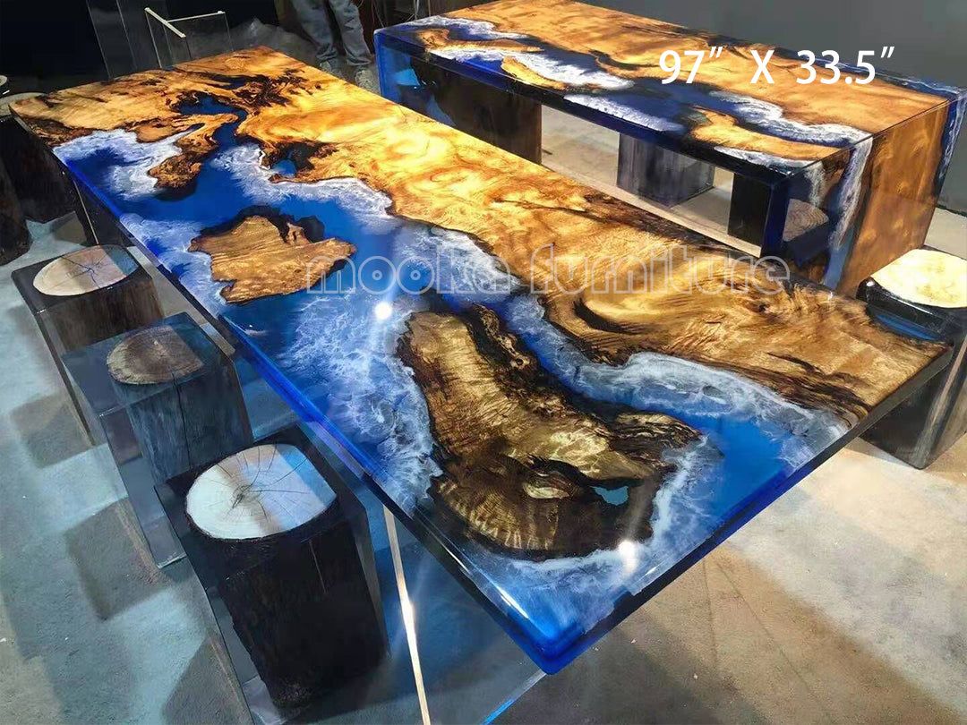 Resin Wood Dining Table - MOOKAFURNITURE