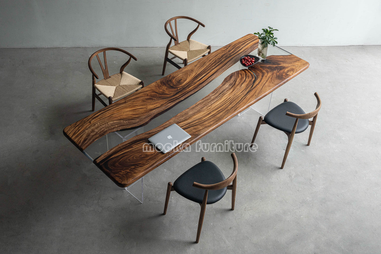 Resin Wood Dining Table - MOOKAFURNITURE