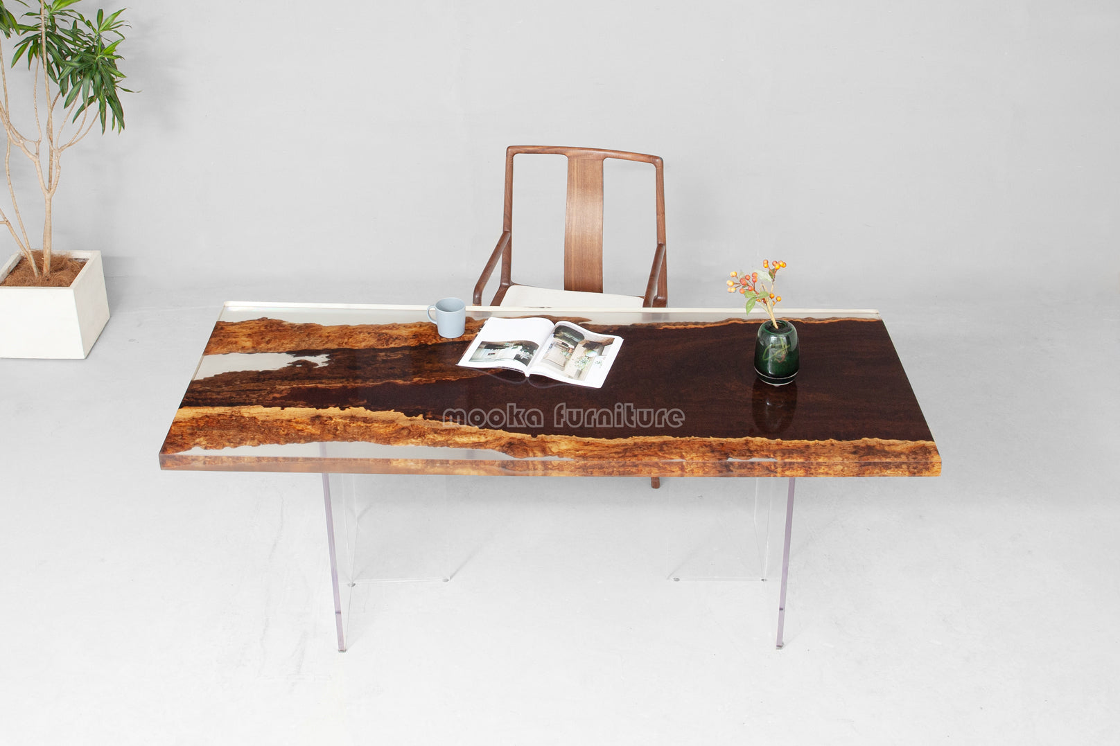 Resin Wood Dining Table - MOOKAFURNITURE