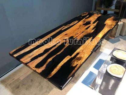 Resin Wood Dining Table - MOOKAFURNITURE