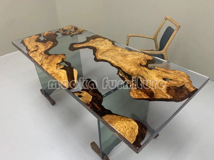 Resin Wood Dining Table - MOOKAFURNITURE