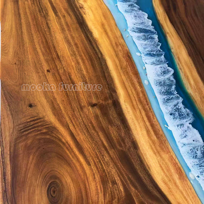 Resin Wood Dining Table - MOOKAFURNITURE