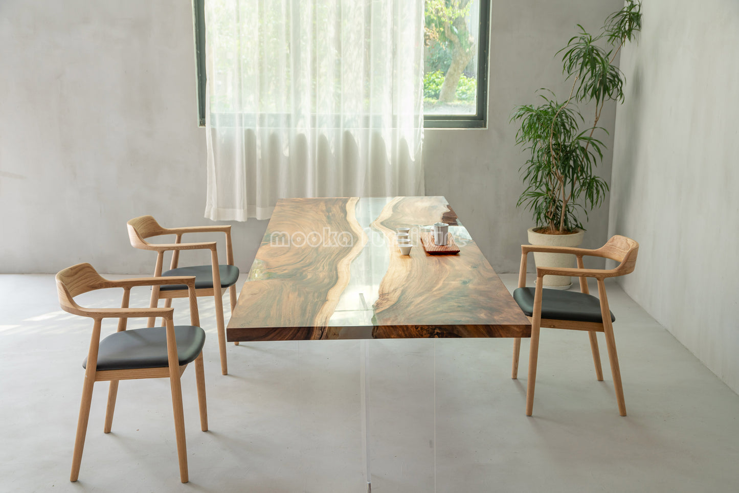 Resin Wood Dining Table - MOOKAFURNITURE