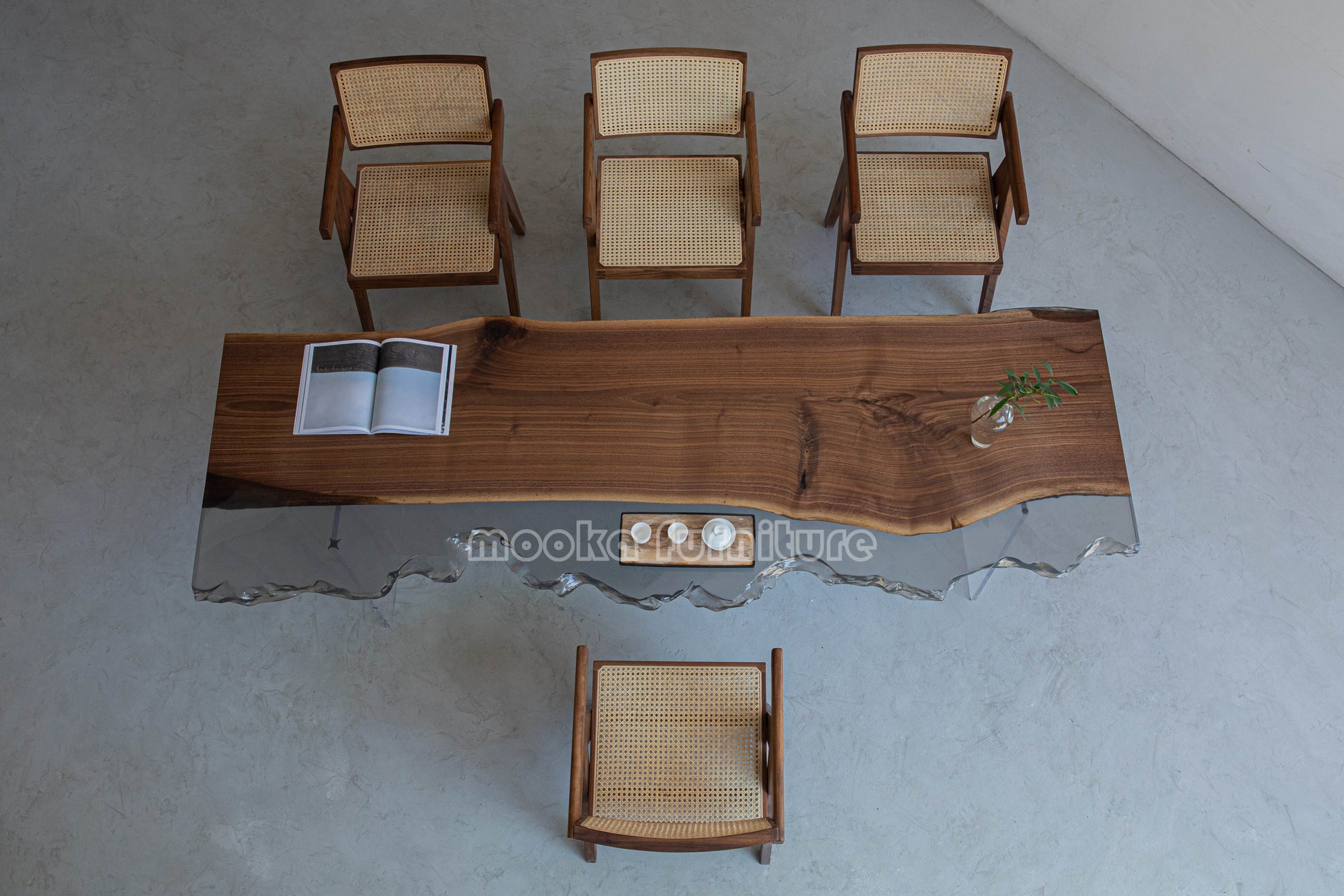 Resin Wood Dining Table - MOOKAFURNITURE